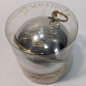 Vtg Reuge Swiss Music Box Ornament Silent Night Silver Gold Tone No 3500 Works